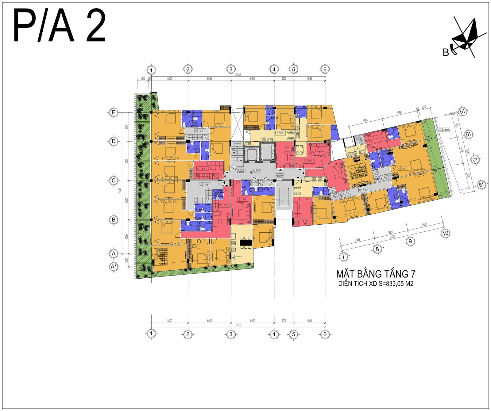 Mặt bằng điển hình tầng 7 chung cư Núi Trúc Mặt bằng điển hình tầng 7 chung cư Núi Trúc