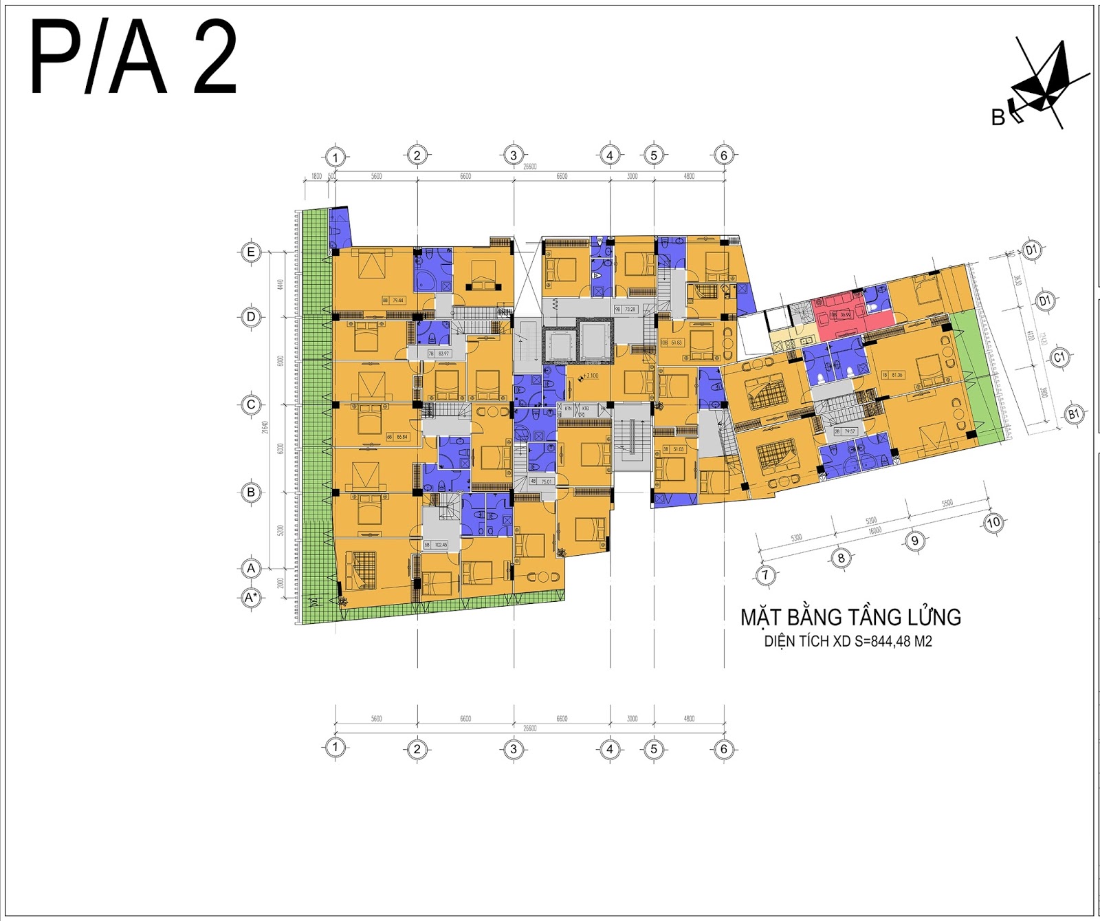 Mặt bằng điển hình tầng lửng chung cư Núi Trúc Mặt bằng điển hình tầng lửng chung cư Núi Trúc
