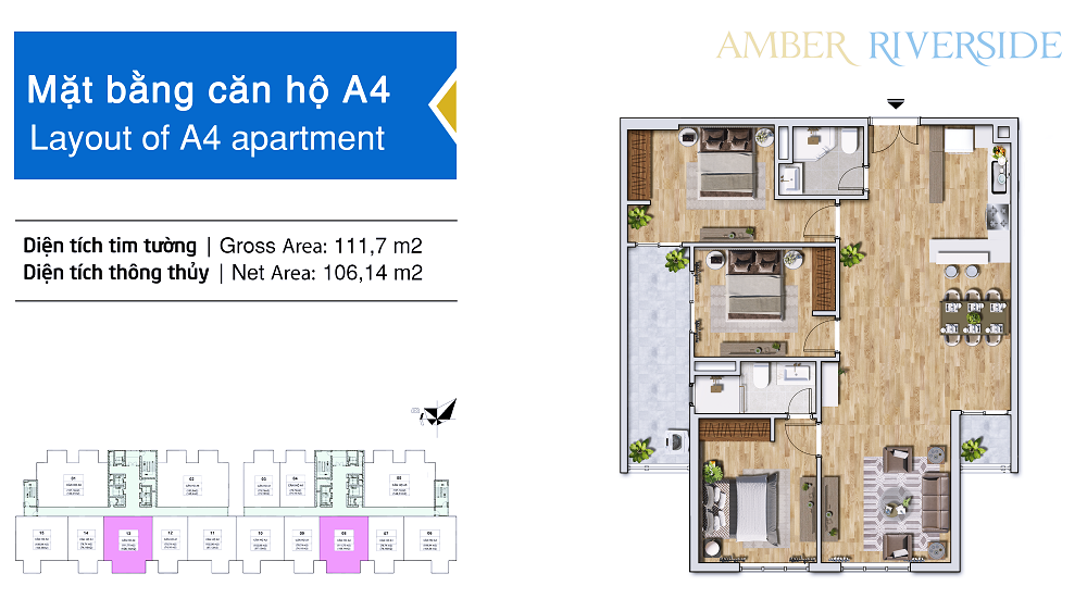 Thiết kế căn hộ A4 chung cư Amber Riverside Thiết kế căn hộ A4 chung cư Amber Riverside